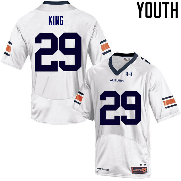 Youth Auburn Tigers #29 Brandon King White College Stitched Football Jersey